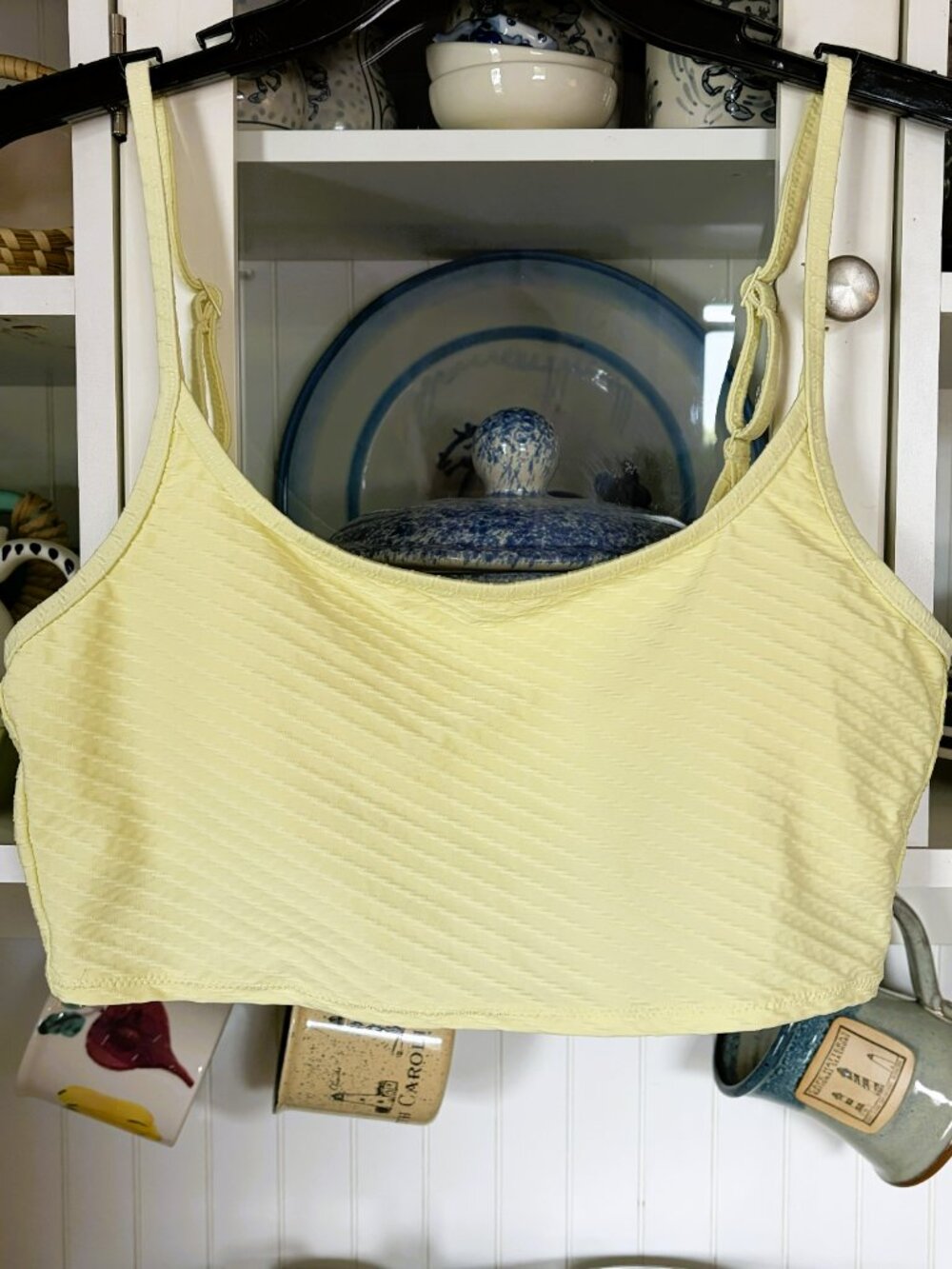 Aerie Bikini Size Medium 2 Piece Yellow Textured Lined - Picture 2 of 5